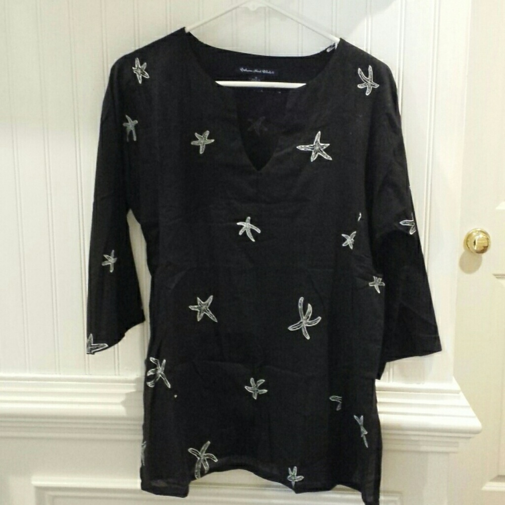 Bahama Hand Prints Women's Black Blouse